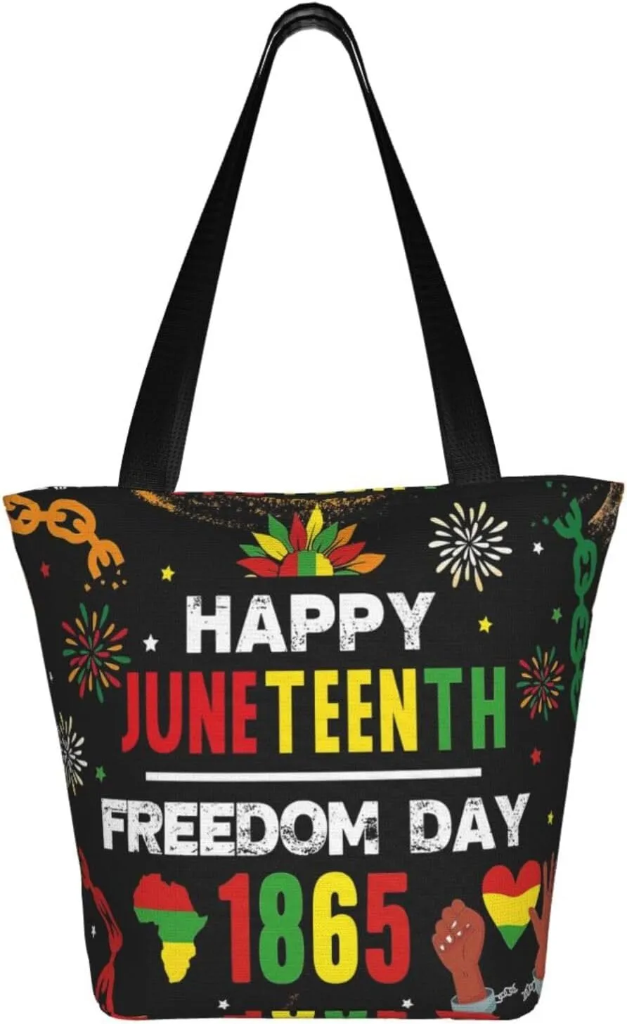 Juneteenth 1865 Sunflower Black History Month Women's Tote Bag Lightweight Shopping Handbag Travel Shoulder Bag