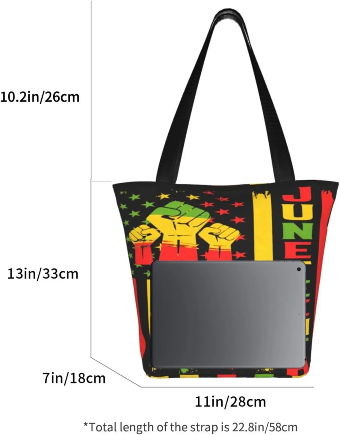 Juneteenth Black History Month American Flag Women's Tote Bag Lightweight Shopping Handbag Travel Shoulder Bag