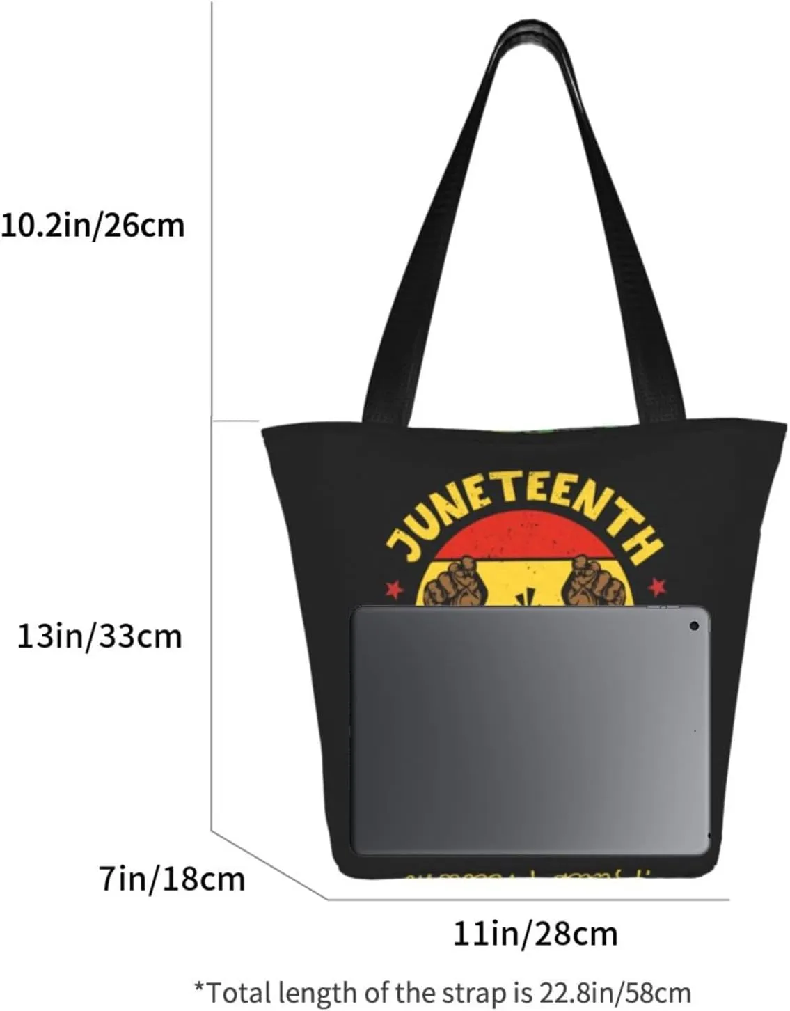 Juneteenth Black History Month American Flag Women's Tote Bag Lightweight Shopping Handbag Travel Shoulder Bag