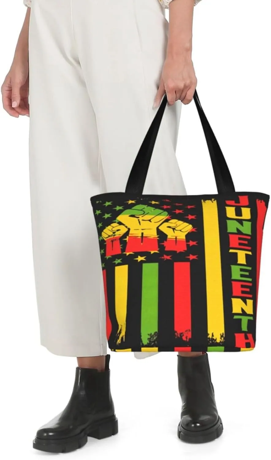 Juneteenth Black History Month American Flag Women's Tote Bag Lightweight Shopping Handbag Travel Shoulder Bag