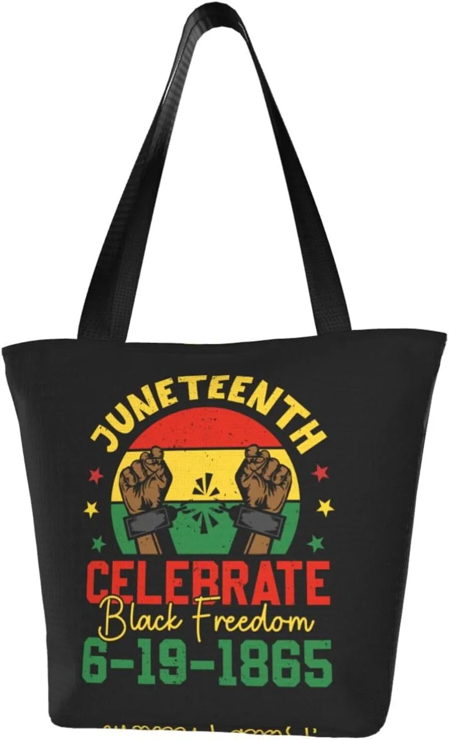 Juneteenth Black History Month American Flag Women's Tote Bag Lightweight Shopping Handbag Travel Shoulder Bag