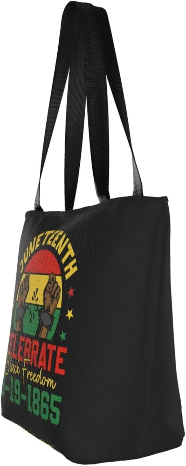 Juneteenth Black History Month American Flag Women's Tote Bag Lightweight Shopping Handbag Travel Shoulder Bag