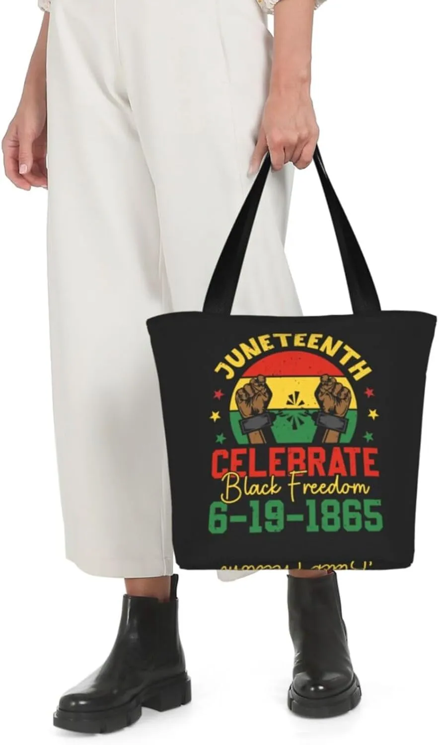Juneteenth Black History Month American Flag Women's Tote Bag Lightweight Shopping Handbag Travel Shoulder Bag