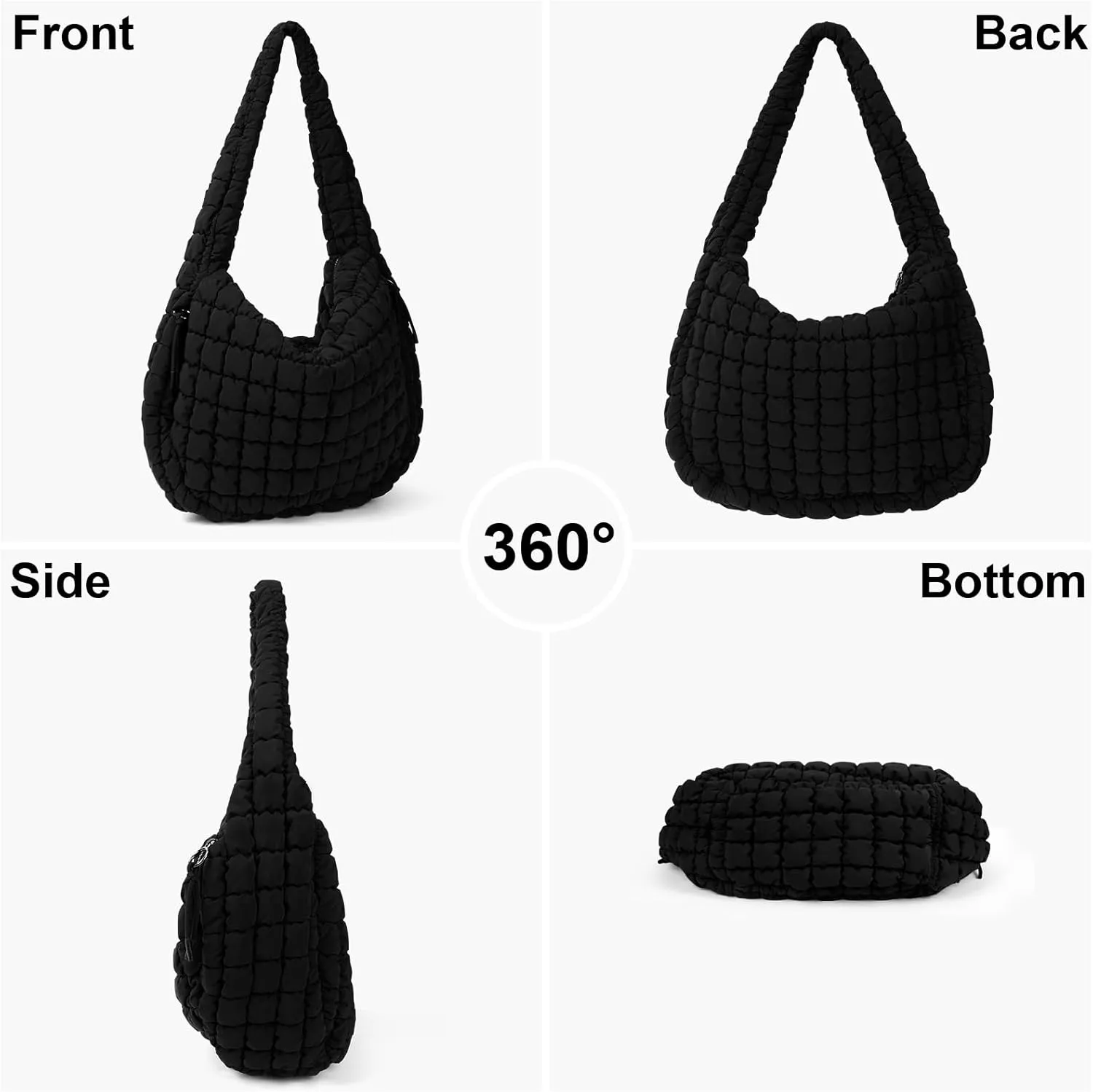 Juoxeepy Quilted Tote Bag Large Carryall Puffer Shoulder Bag Lightweight Padding Hobo Bag