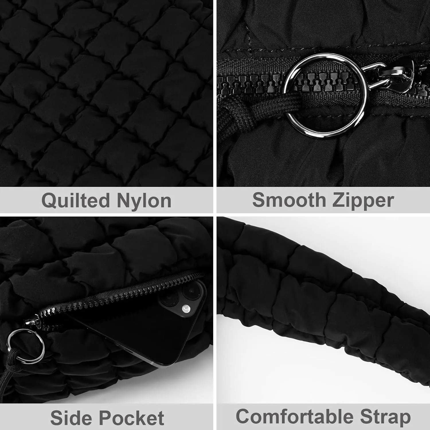 Juoxeepy Quilted Tote Bag Large Carryall Puffer Shoulder Bag Lightweight Padding Hobo Bag