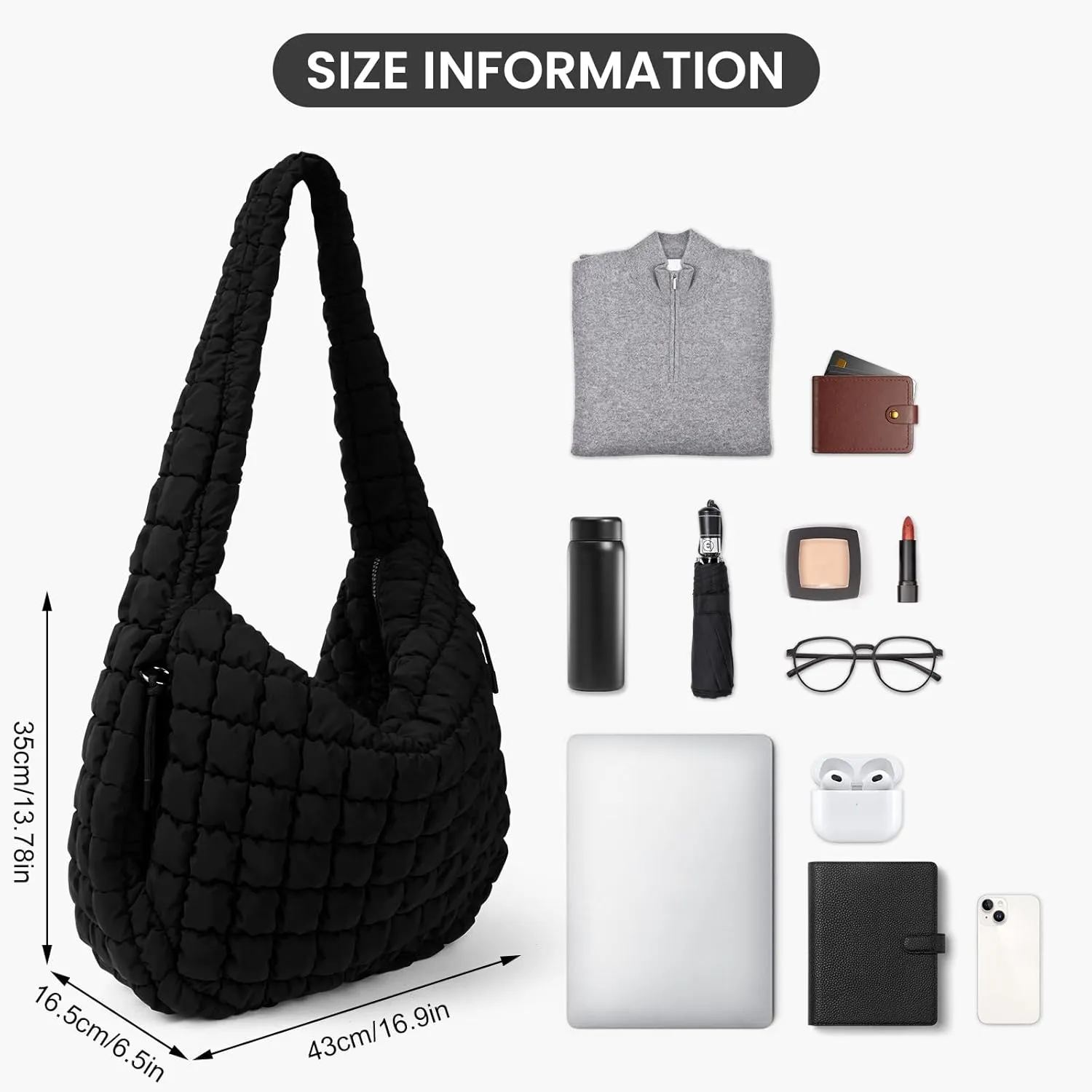 Juoxeepy Quilted Tote Bag Large Carryall Puffer Shoulder Bag Lightweight Padding Hobo Bag