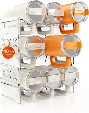 JYPS Water Bottle Tumbler Organizer, Stackable Stanley 40oz with Handle Cup Organizer, Large Water Bottle Holder Stanley Cup Accessories for Cabinet Pantry Kitchen Organizers and Storage(9-Bottle)