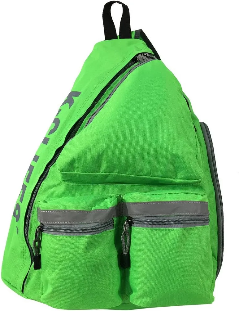 K-Cliffs Safety Sling Backpack Bright Color Travel Body Bag Messenger Bag Daypack School Student Bookbag With Reflective Stripe (Safety Green)