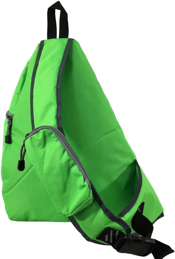 K-Cliffs Safety Sling Backpack Bright Color Travel Body Bag Messenger Bag Daypack School Student Bookbag With Reflective Stripe (Safety Green)