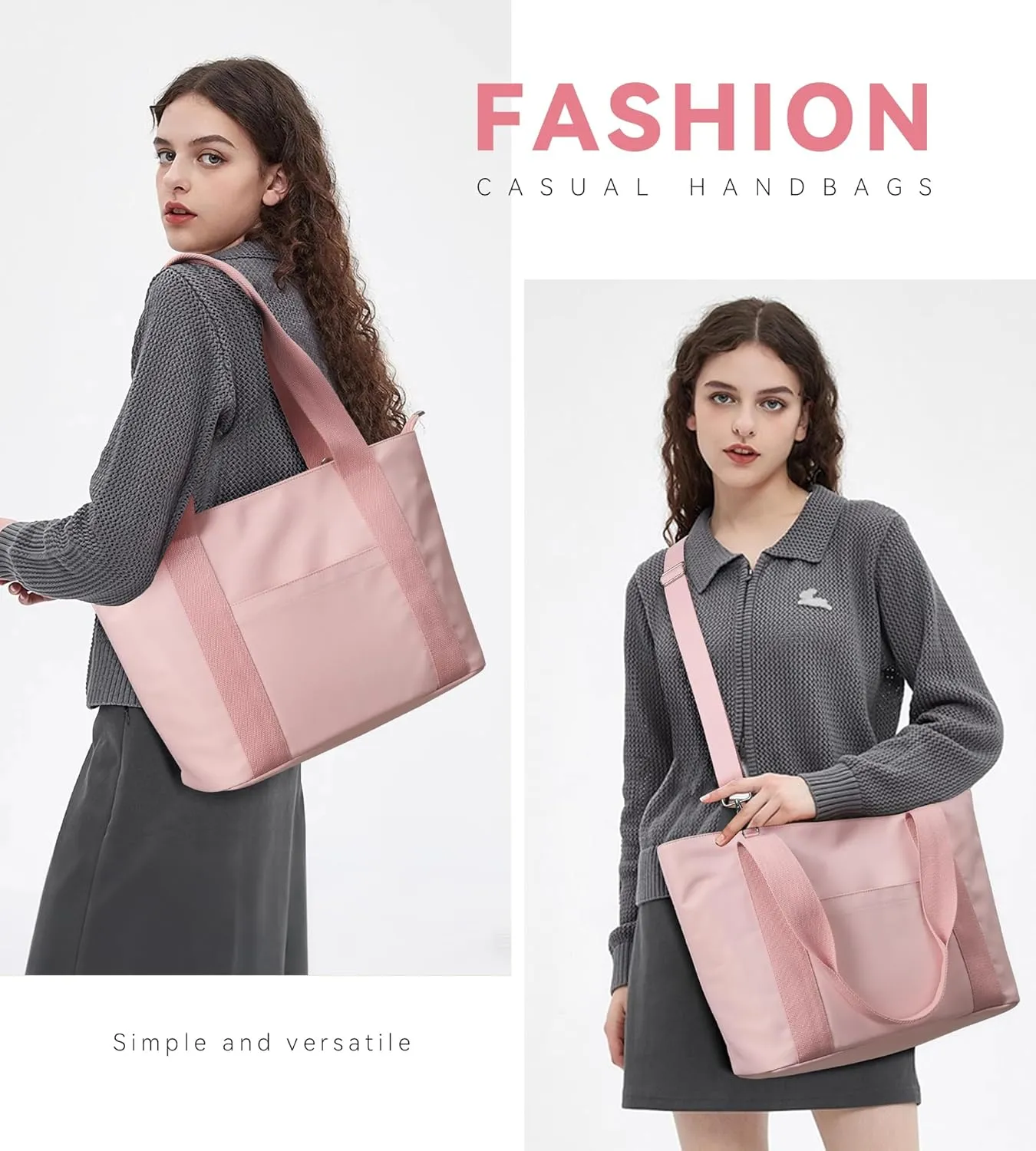 KALIDI Tote Bag for Women,Shoulder Bag with Laptop Compartment for work Leisure Nylon Top-Handle Foldable Weekend