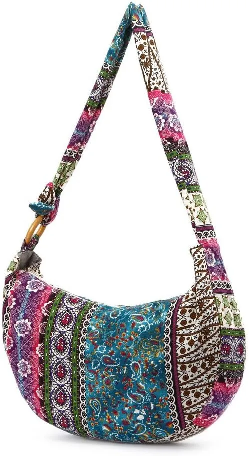 KARRESLY Women's Sling Crossbody Bag Ethnic Style Shoulder Bag with Adjustable Strap