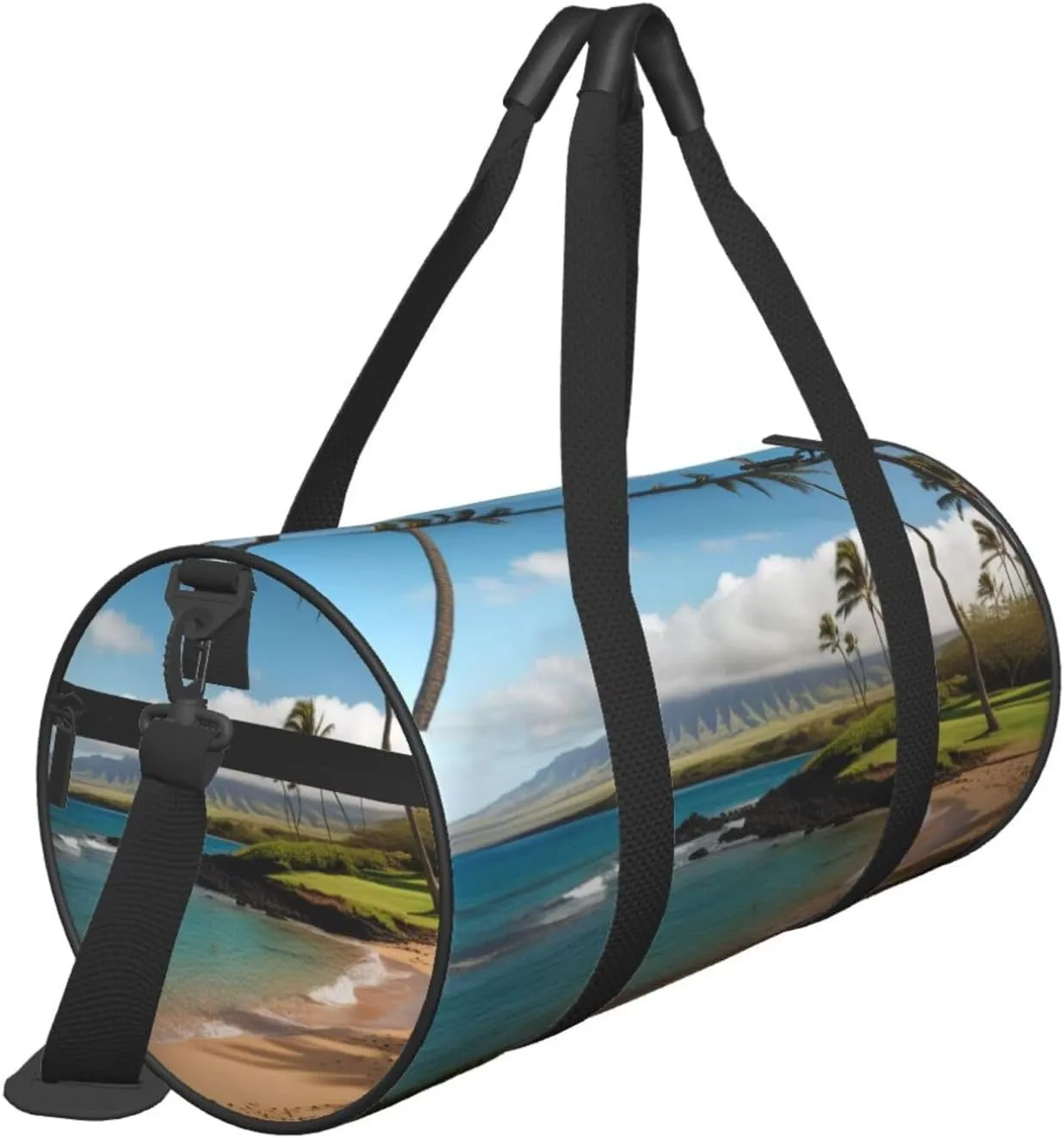 Kauai Hawaii Seashore Printed Travel Bag,Round Personal Item Storage bag,Foldie Duffel Bag for Traveling Vacation,Fitness,Sports
