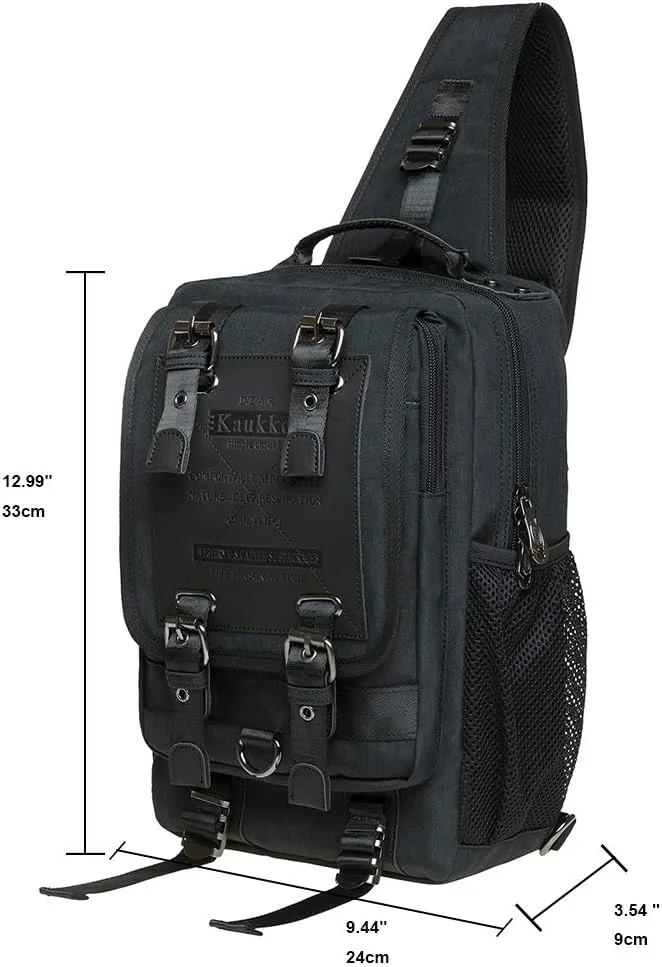 KAUKKO Canvas Messenger Bag Cross Body Shoulder Sling Backpack Travel Hiking Chest Bag