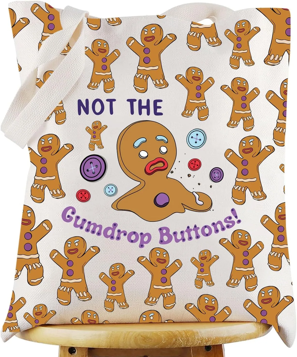 KEYCHIN Gingerbread Man Tote Bag Green Monster Muiscal Gifts Not My Gumdrop Buttons Shoulder Bag Gingerbread Man Merch