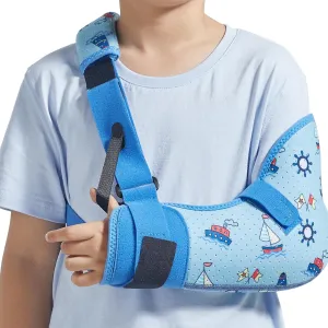 Kids Arm Shoulder Sling with Waist Strap, Immobilizer Brace Support for Broken Arm, Collarbone, Elbow, Wrist (Comfort Version, Left, XXS,19-23.5 inch)