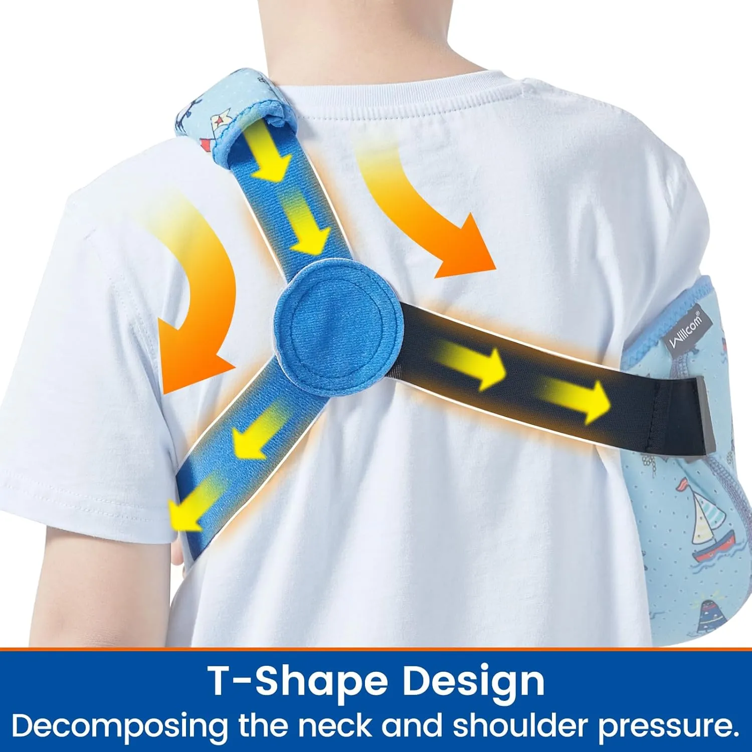 Kids Arm Shoulder Sling with Waist Strap, Immobilizer Brace Support for Broken Arm, Collarbone, Elbow, Wrist (Comfort Version, Right, XXS,19-23.5 inch)