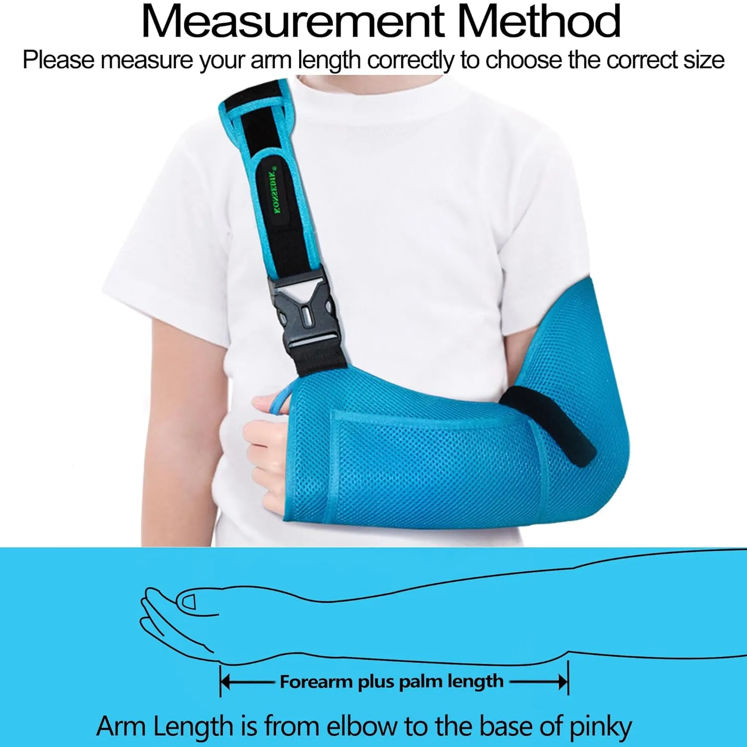 Kids Arm Sling for left and right,Breathable Kids Medical Shoulder Sling with pocket,for Pediatric Rotator Cuff Injury,Arm,Wrist,Elbow,Clavicle Fracture Post-Surgery(Blue,Small)