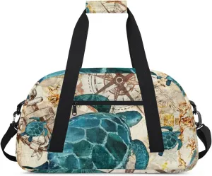 Kids Duffle Bag, Overnight Weekender Bag Travel Duffle Bag Carry-On Tote for Swim Sport Gym Bag for Boys Girls, Turtle