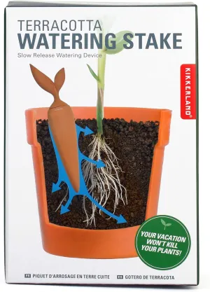 Kikkerland Terracotta Vacation Automatic Plant Self-Watering Slow Release Stake, Indoor/Outdoor, Home Garden Tool