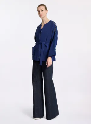 Knit Cardigan with Lace Inserts