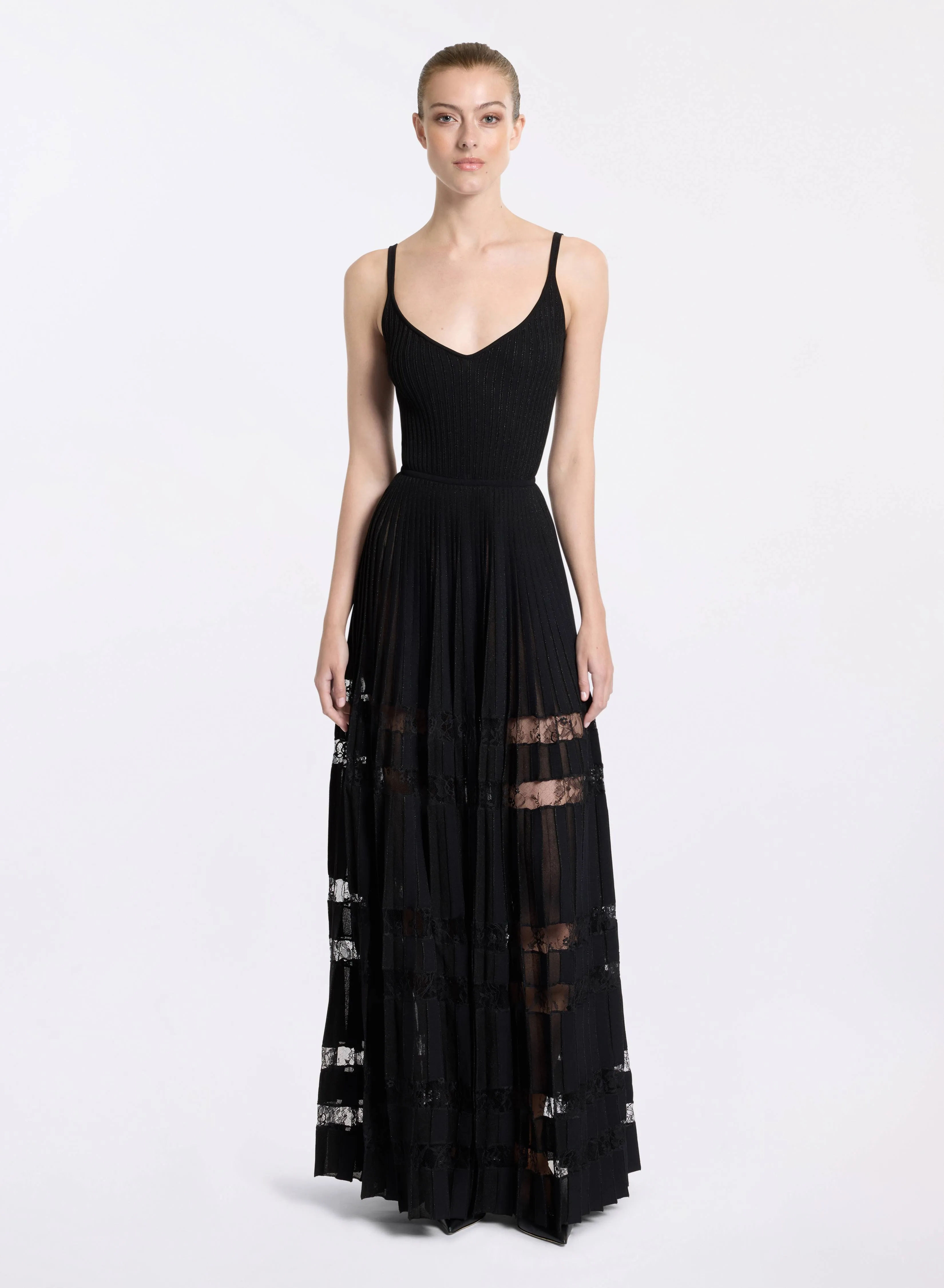 Knit Dress With Lace Inserts