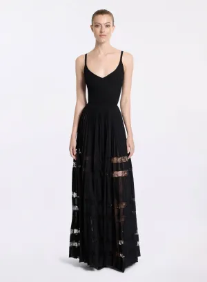 Knit Dress With Lace Inserts