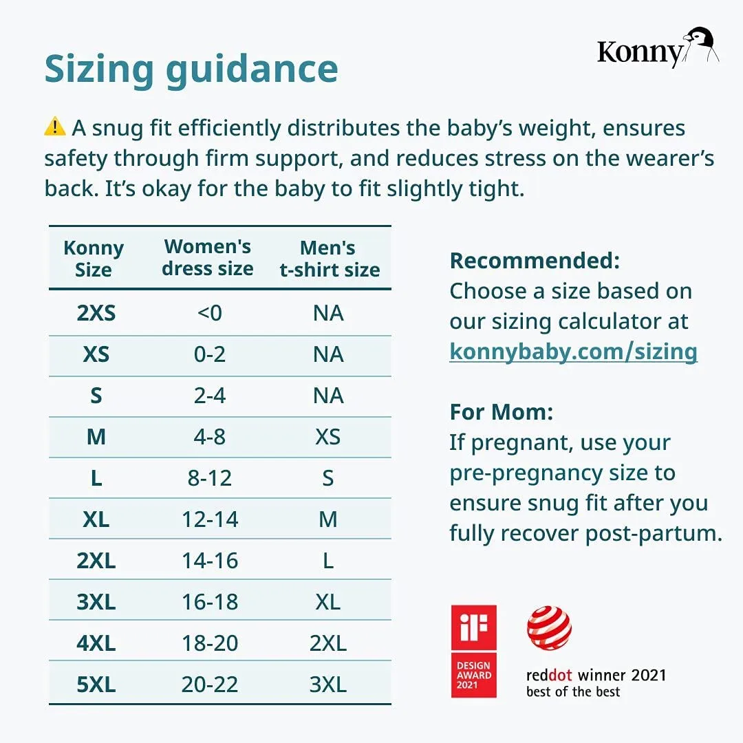 Konny Original Baby Carrier AirMesh for Cozy Luxury Baby Carrier Wrap, Easy to Wear and Wrap Baby Sling, Baby Wrap Carrier, Perfect for Newborn Babies up to 44 lbs, (Beige, XX-Small)