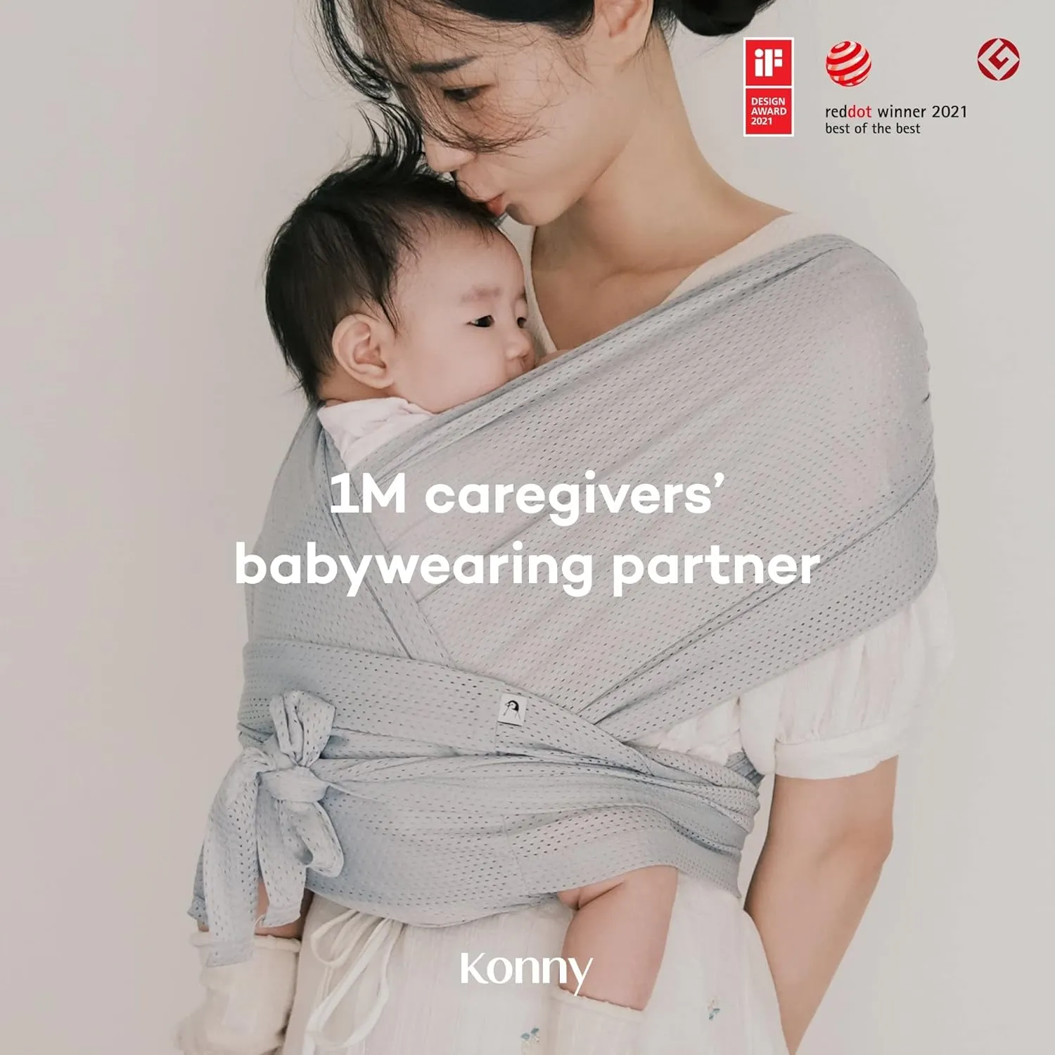 Konny Original Baby Carrier AirMesh for Cozy Luxury Baby Carrier Wrap, Easy to Wear and Wrap Baby Sling, Baby Wrap Carrier, Perfect for Newborn Babies up to 44 lbs, (Beige, XX-Small)