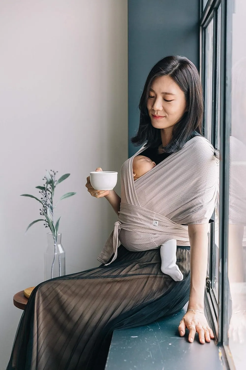 Konny Original Baby Carrier AirMesh for Cozy Luxury Baby Carrier Wrap, Easy to Wear and Wrap Baby Sling, Baby Wrap Carrier, Perfect for Newborn Babies up to 44 lbs, (Beige, XX-Small)