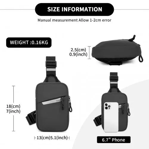 Kono Lightweight Crossbody Sling Bag with Adjustable Strap Multiple Pockets for Travel and Everyday Use - Grey