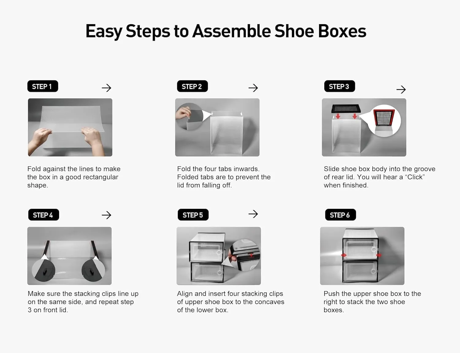 Kuject X-Large Shoe Storage Boxes Organizers Clear Plastic Stackable 12 Pack, Shoe Rack & Holder Substitute, Sneaker Containers, Toy Storage Organizer Bins for Entryway, Closet, Under Bed, Black