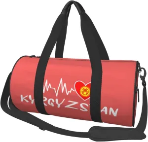 Kyrgyzstan Heartbeat Duffel Bag Gym Bag Travel Sports Tote Large Foldable Beach Swim Yoga8