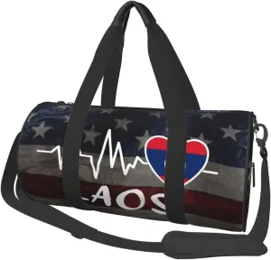 Laos Heartbeat Duffel Bag Gym Bag Travel Sports Tote Large Foldable Beach Swim Yoga2