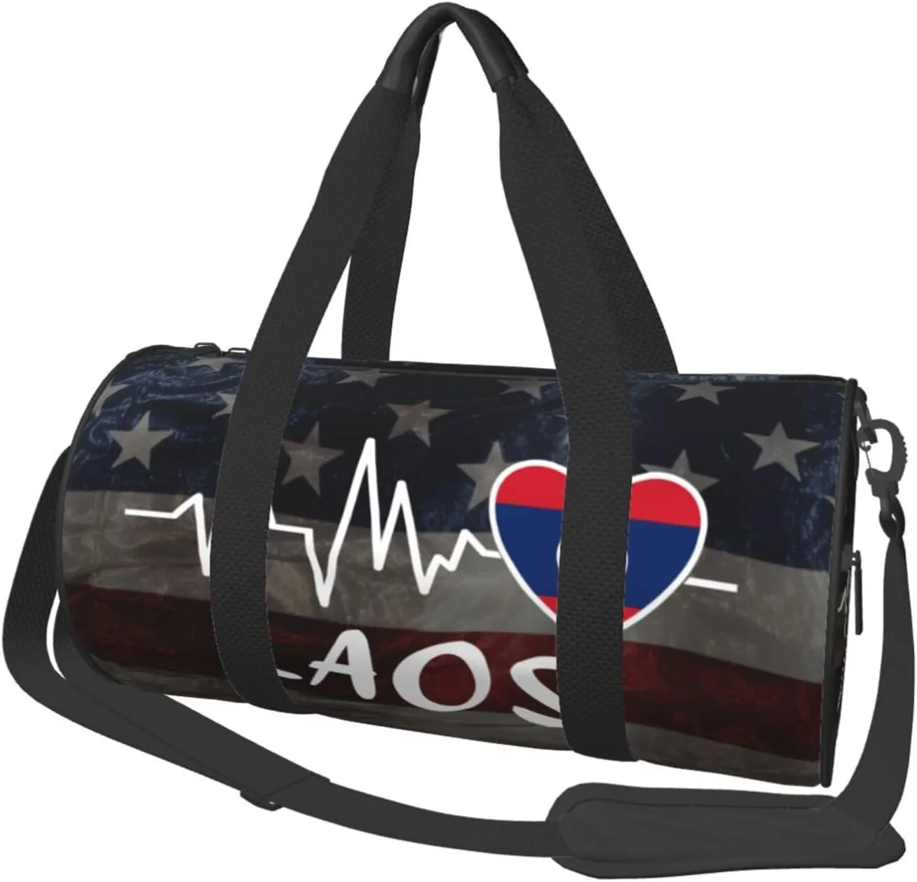 Laos Heartbeat Duffel Bag Gym Bag Travel Sports Tote Large Foldable Beach Swim Yoga2