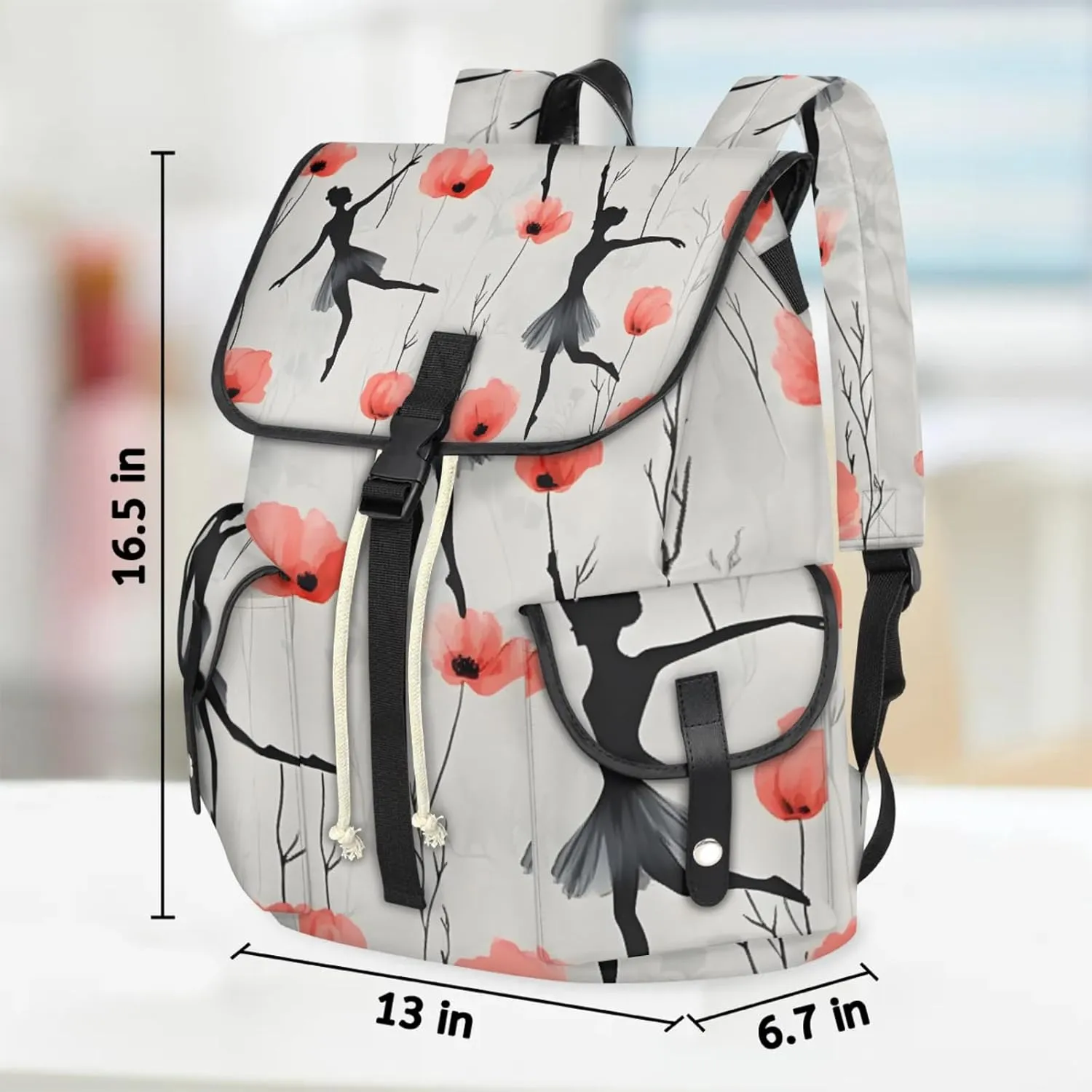Laptop Backpacks Ballet Floral Travel Backpack for Women Work Backpack Computer Bag for Business Travel Fits 15 Inch Laptop
