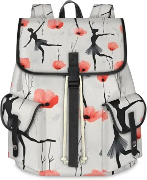 Laptop Backpacks Ballet Floral Travel Backpack for Women Work Backpack Computer Bag for Business Travel Fits 15 Inch Laptop