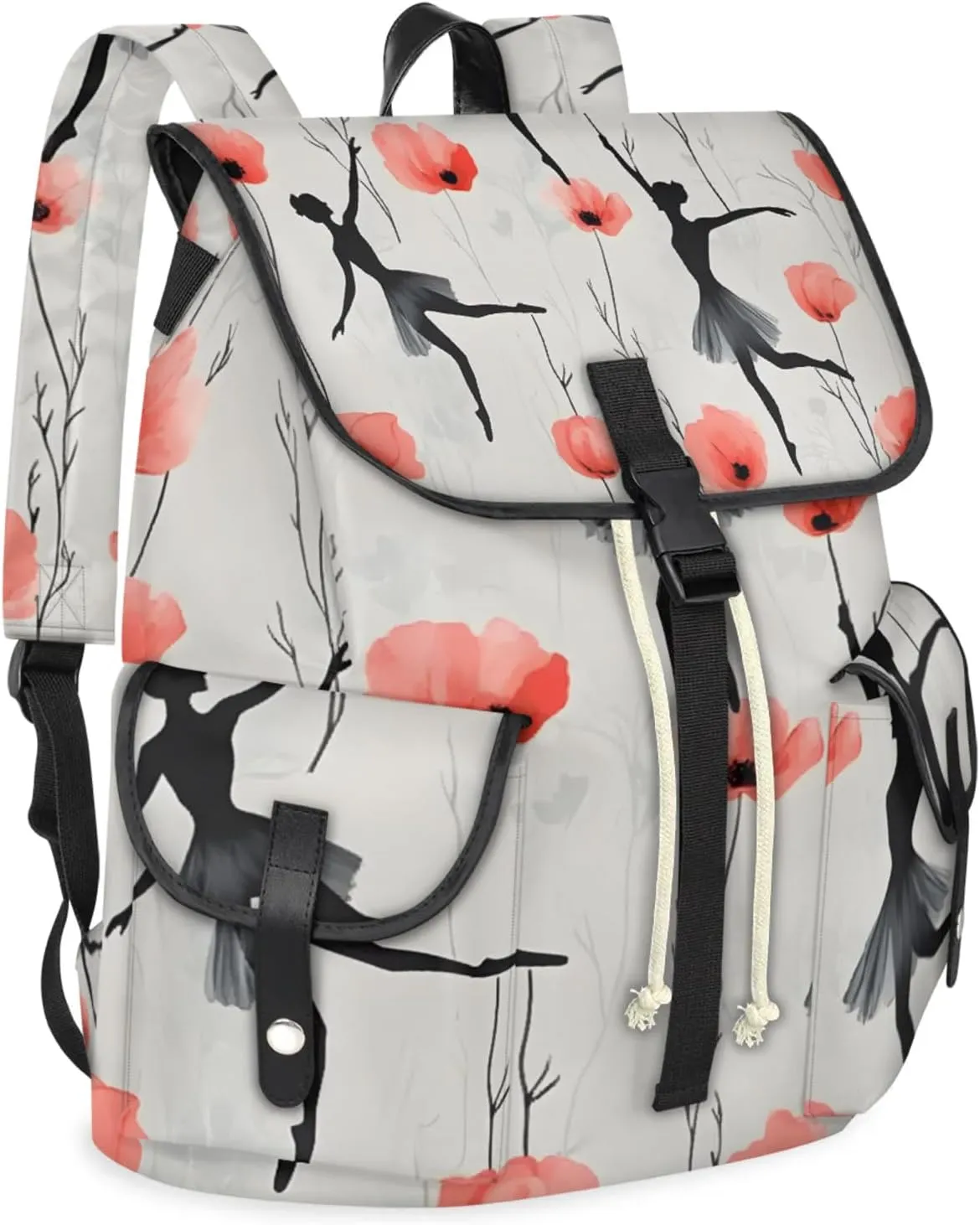 Laptop Backpacks Ballet Floral Travel Backpack for Women Work Backpack Computer Bag for Business Travel Fits 15 Inch Laptop