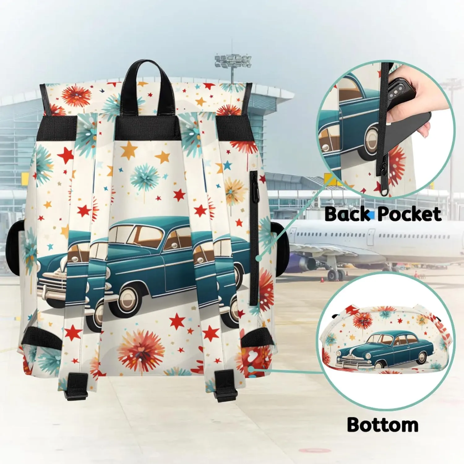 Laptop Backpacks Car Themed Travel Backpack for Women Work Backpack Computer Bag for Business Travel Fits 15 Inch Laptop