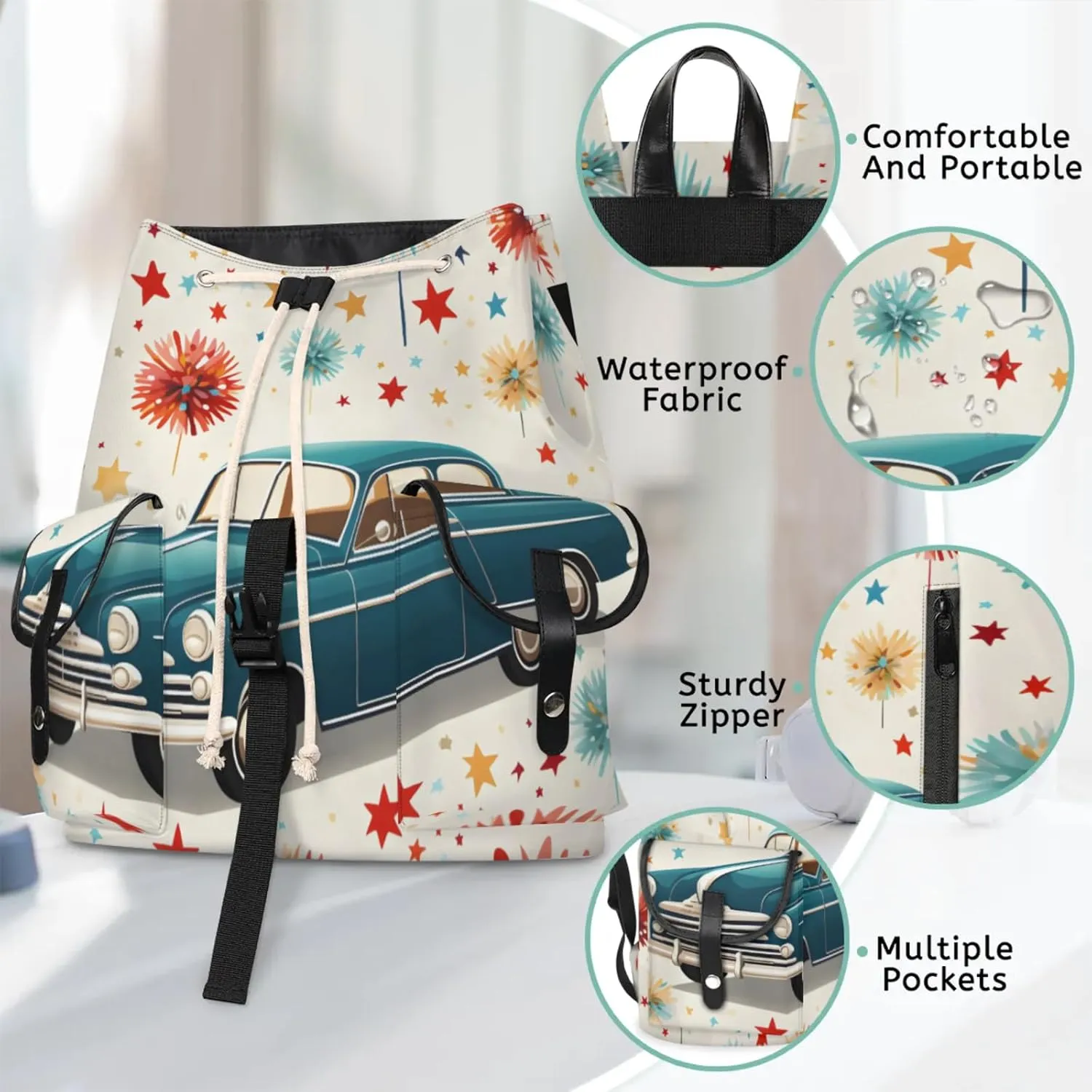 Laptop Backpacks Car Themed Travel Backpack for Women Work Backpack Computer Bag for Business Travel Fits 15 Inch Laptop