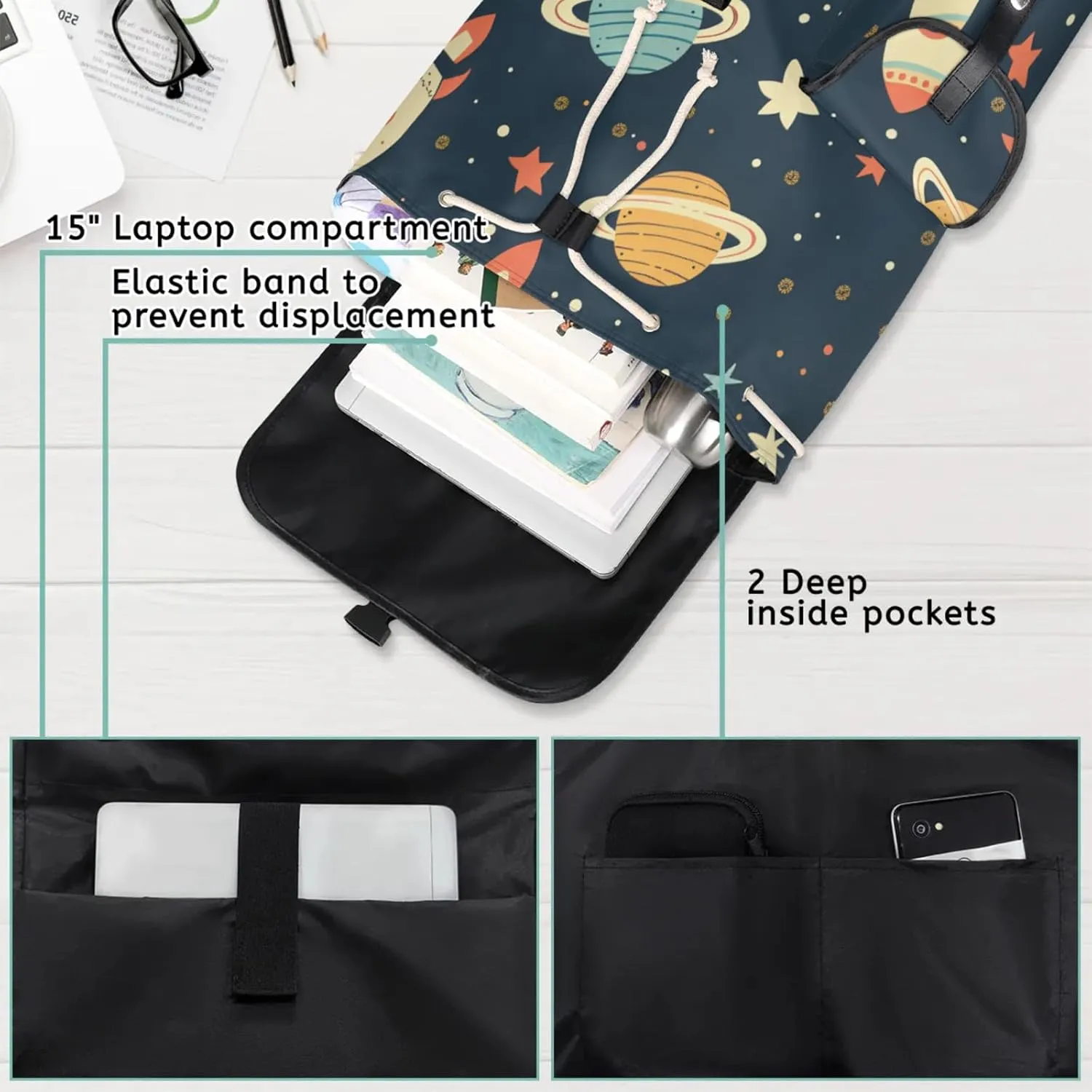 Laptop Backpacks Cartoon Planet Star Travel Backpack for Women Work Backpack Computer Bag for Business Travel Fits 15 Inch Laptop