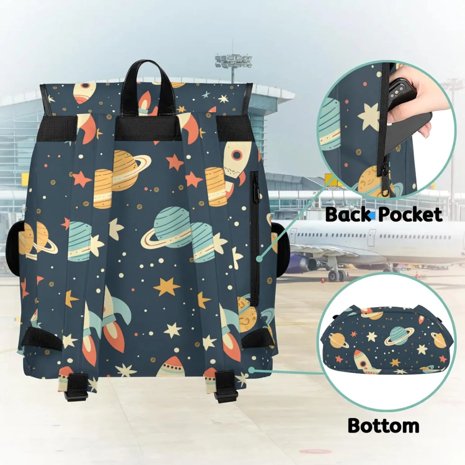 Laptop Backpacks Cartoon Planet Star Travel Backpack for Women Work Backpack Computer Bag for Business Travel Fits 15 Inch Laptop