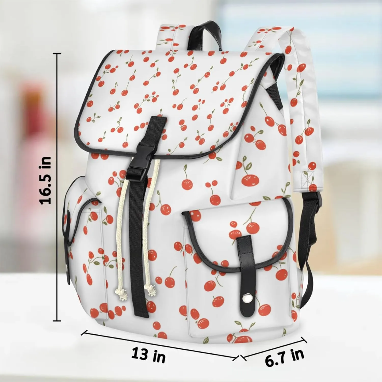 Laptop Backpacks Cherry Themed Travel Backpack for Women Work Backpack Computer Bag for Business Travel Fits 15 Inch Laptop