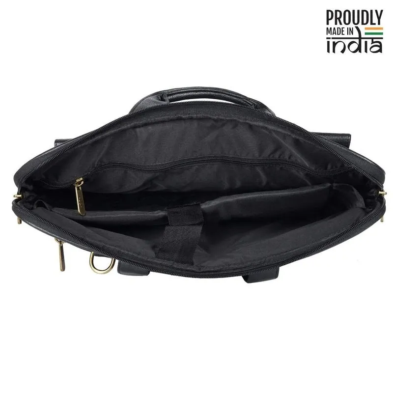 Laptop Messenger Bag - Expandable, Water Resistant | Black | Ideal for Professionals