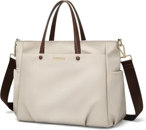 Laptop Tote Bag 15.6 Inch, Computer Shoulder Bag Large Work Tote Bag for Women, Laptop Carrying Case Stylish Handbag for Business Travel (Apricot)