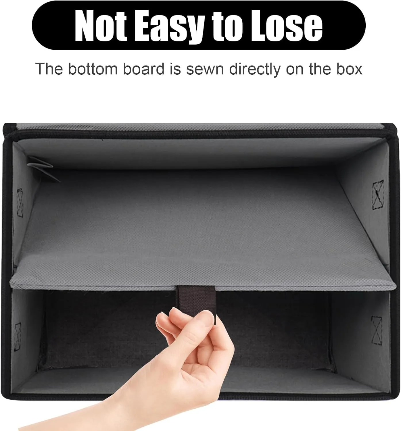 Large 22 Quart Linen Fabric Foldable Storage Bin Cube Organizer Basket with Flip-Top Lid & Handles, Clothes Blanket Box for Home, Office, Closet, Black & Gray, 4 Pack 14.6 x 9.5 x 9.5"
