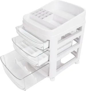 Large Capacity Layered Translucent Pulley Design Makeup Organizers for Cosmetic Storage in Bathroom Vanity