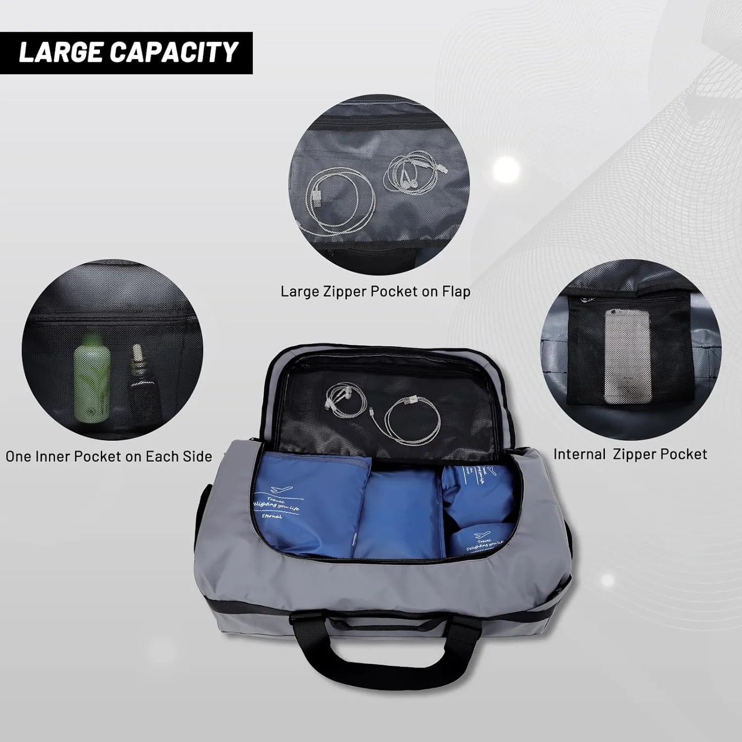 Large Duffel Backpack Bag, 3-Way Water Resistant Gym Duffle Bag with Shoe Compartment for Sports Workout