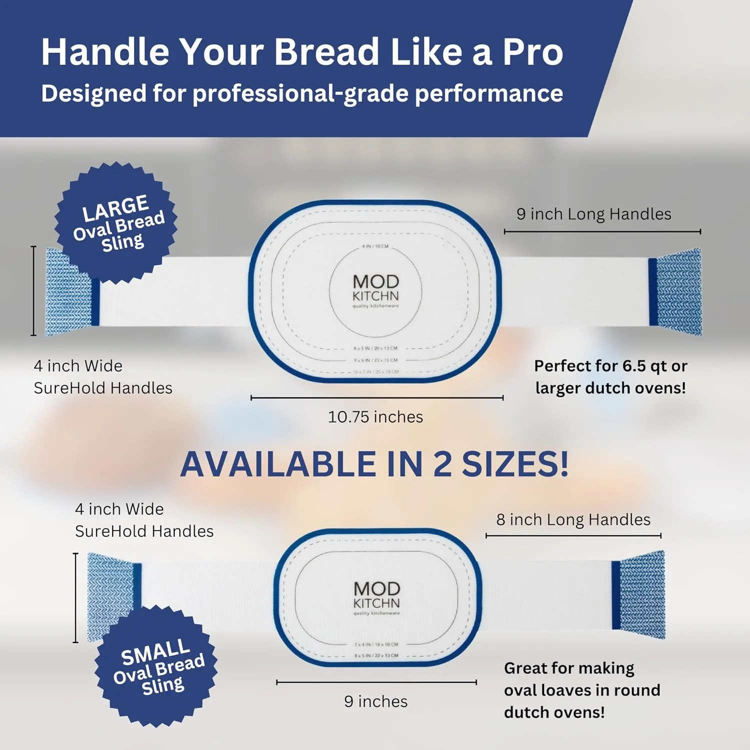 Large Oval Silicone Bread Sling - High Heat Resistant Non-Stick Baking Mat for Dutch Ovens - Perfect for Sourdough & Artisan Loaves