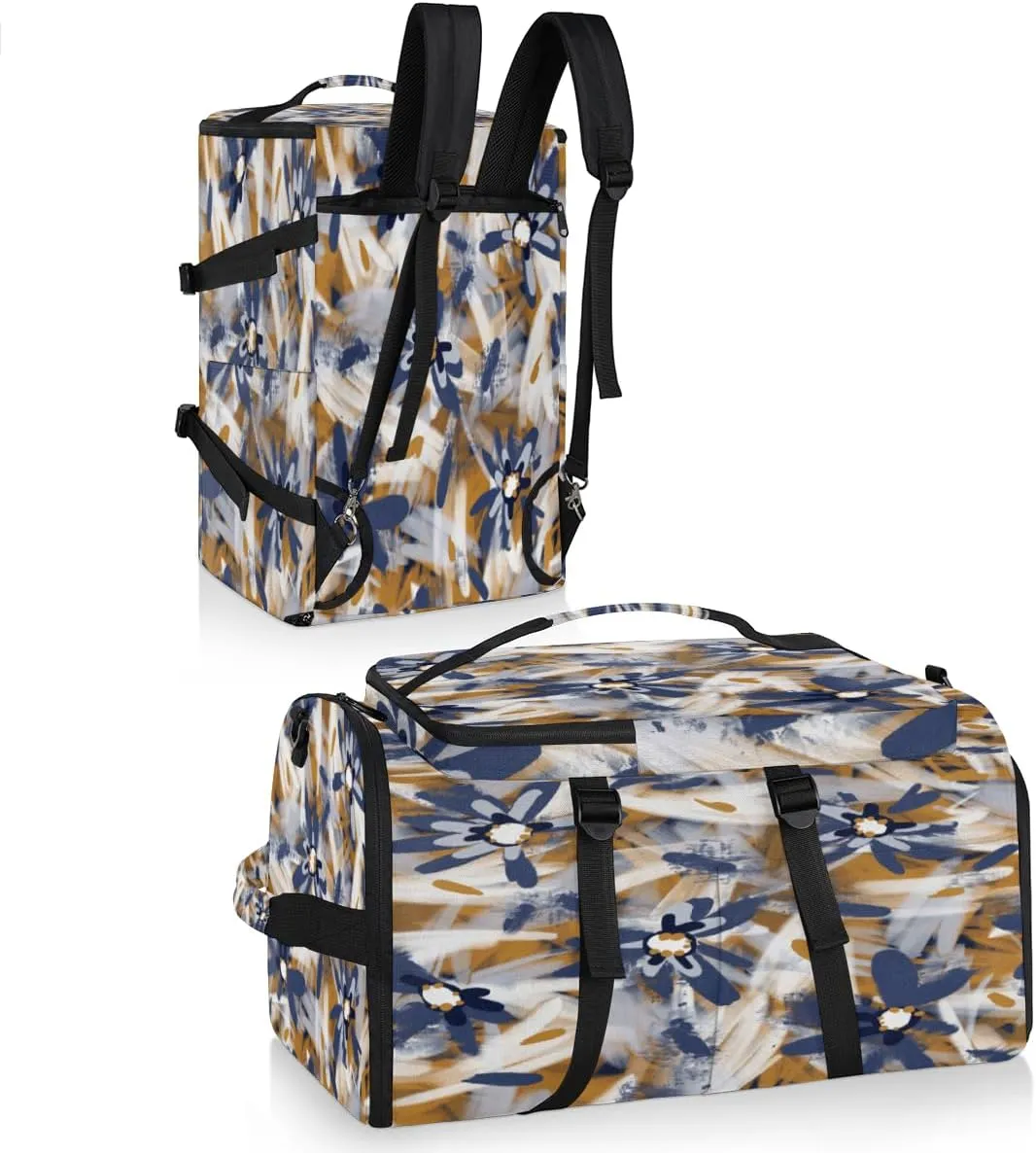 Large Sports Gym Bag With Shoe & Laptop Compartment 47L Waterproof Travel Duffel Bags for Men Women Abstract Flower Luggage Backpack Duffle Bag