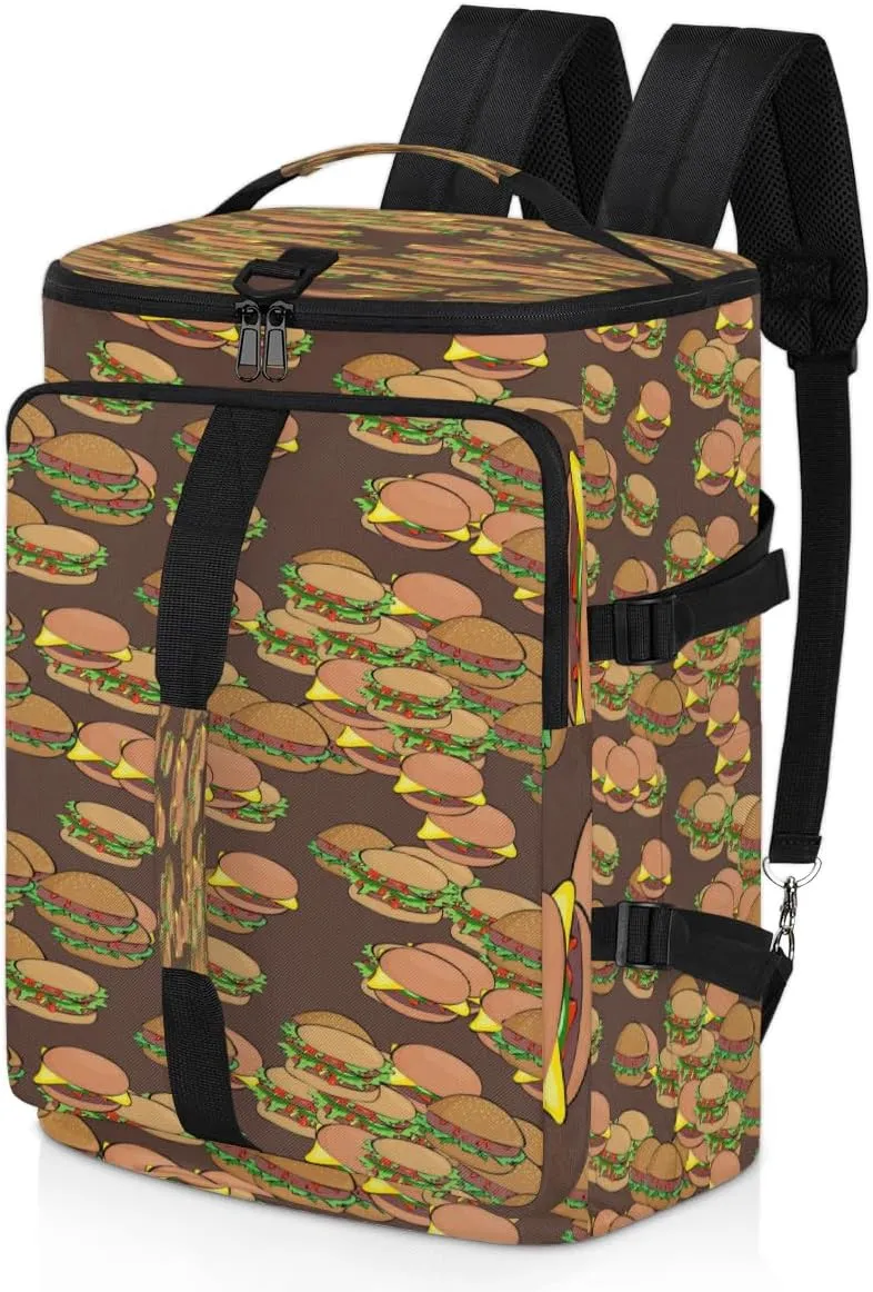 Large Sports Gym Bag With Shoe & Laptop Compartment 47L Waterproof Travel Duffel Bags for Men Women Cartoon Hamburger Food Luggage Backpack Duffle Bag